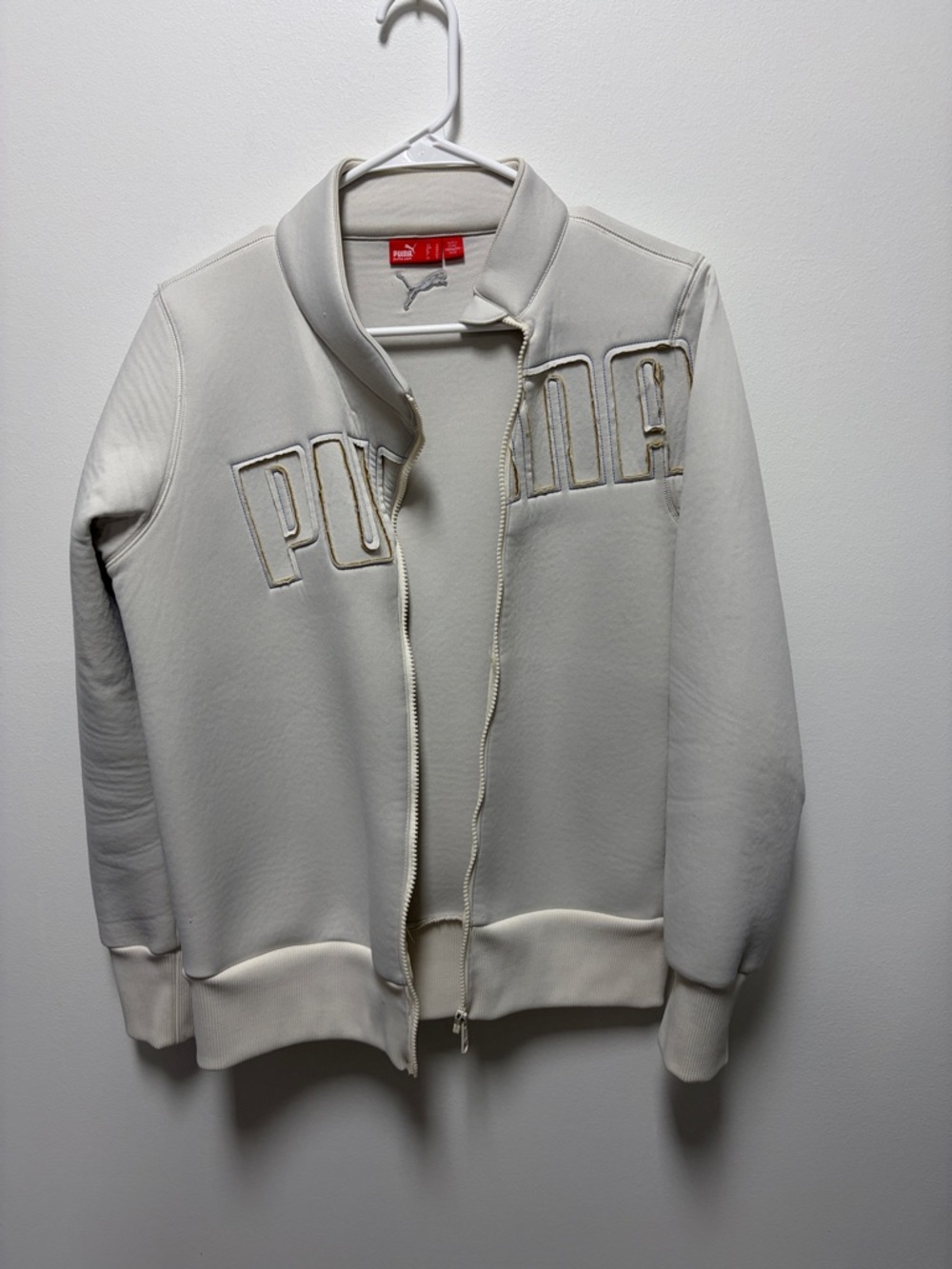 Puma Off-White/Beige Logo Zip Jacket